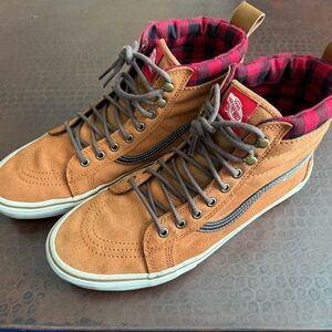 Vans Men's Tan Leather High-Top Sneakers - Size 12